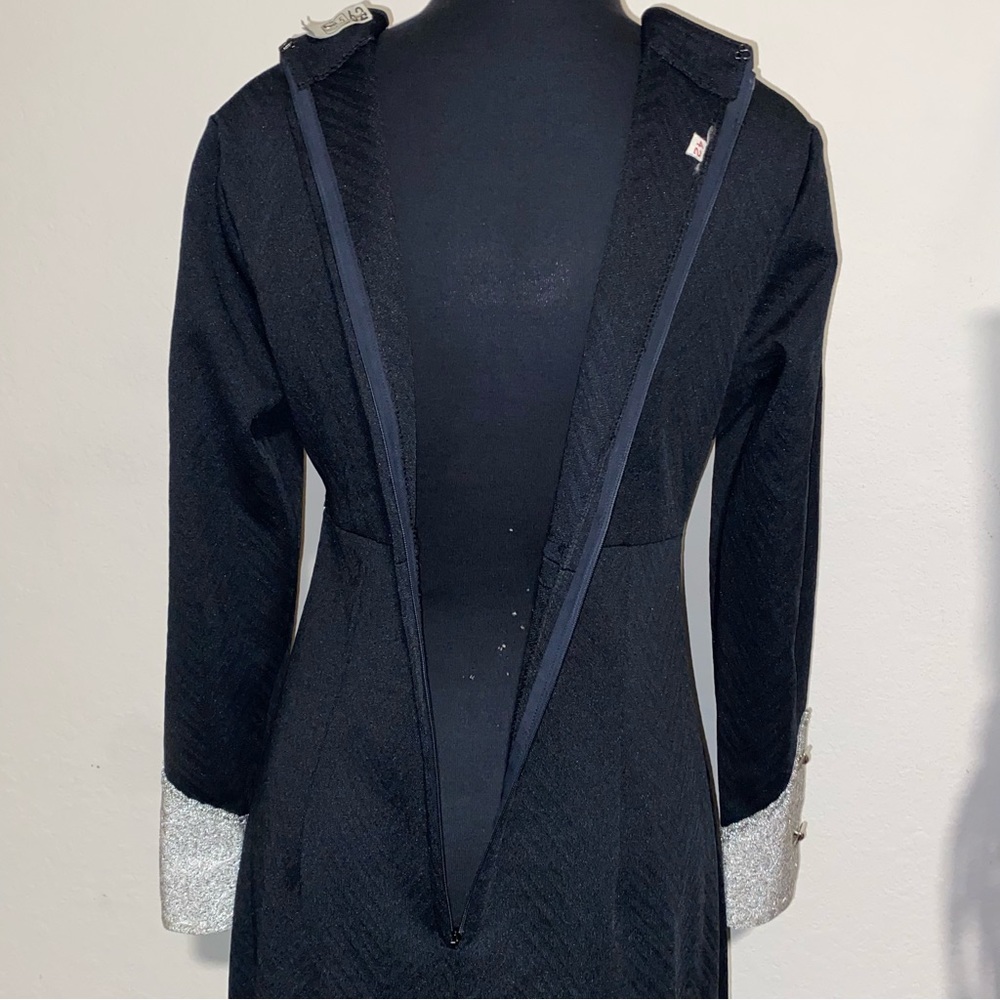 vtg Tuxedo Hostess Dress w Dual Side Splits - Picture 7 of 10